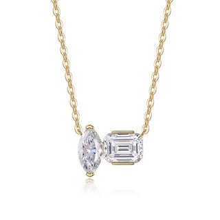 Cassia Toi et Moi Marquise & Emerald Moissanite Pendant – 3.0ct Total
